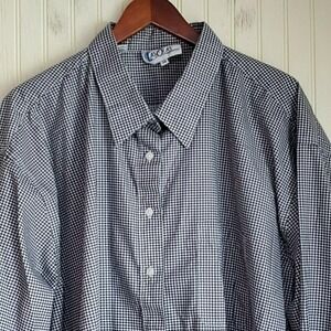 Las Olas Shirt Mens 3XL Gray Check Long Sleeve Button-Up Poly Cotton Casual